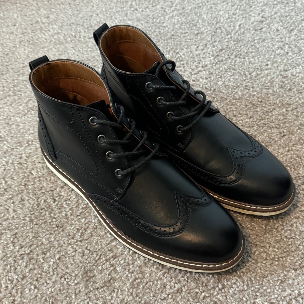 Sonoma Black Faux Leather Wingtip Chukka Boots/Shoes